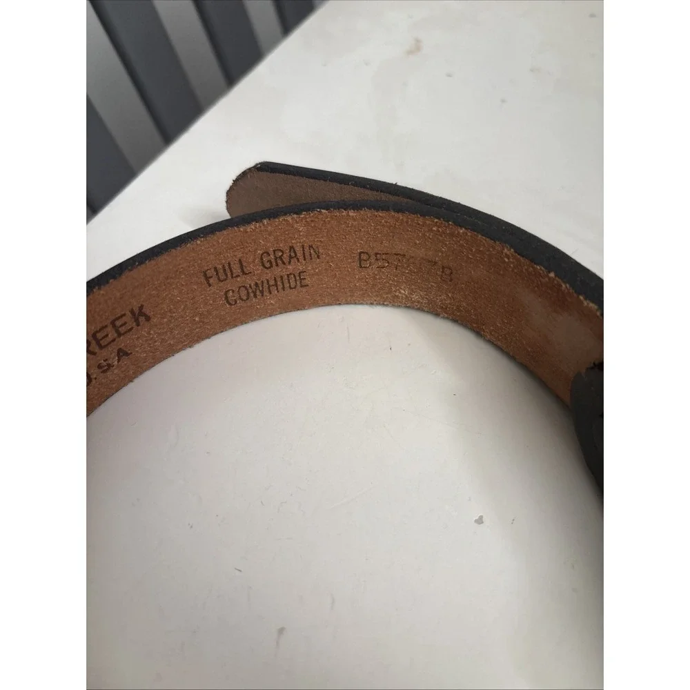 Child Brushy Creek Black Leather Belt & Buckle Brass Color Size 20